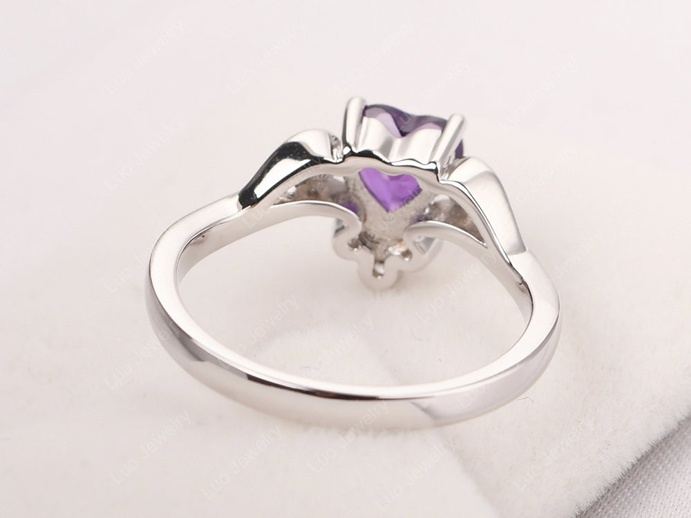 Vintage Heart Shaped Amethyst Engagement Ring - LUO Jewelry