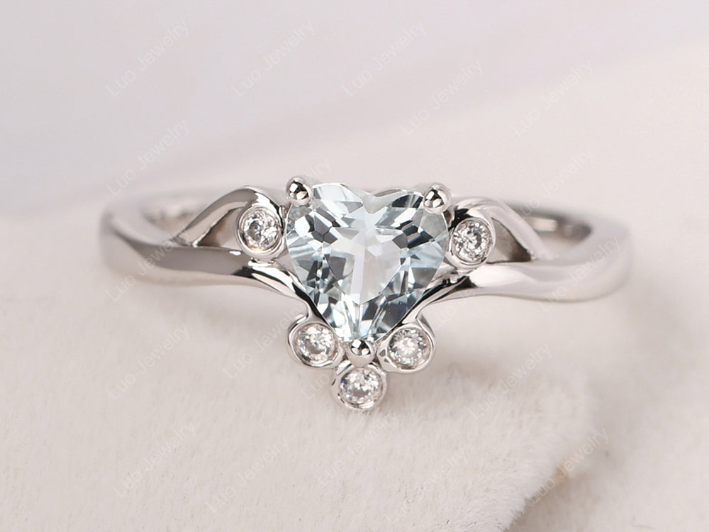 Vintage Heart Shaped Aquamarine Engagement Ring - LUO Jewelry