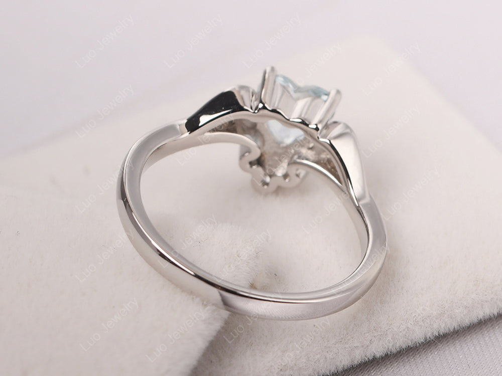 Vintage Heart Shaped Aquamarine Engagement Ring - LUO Jewelry