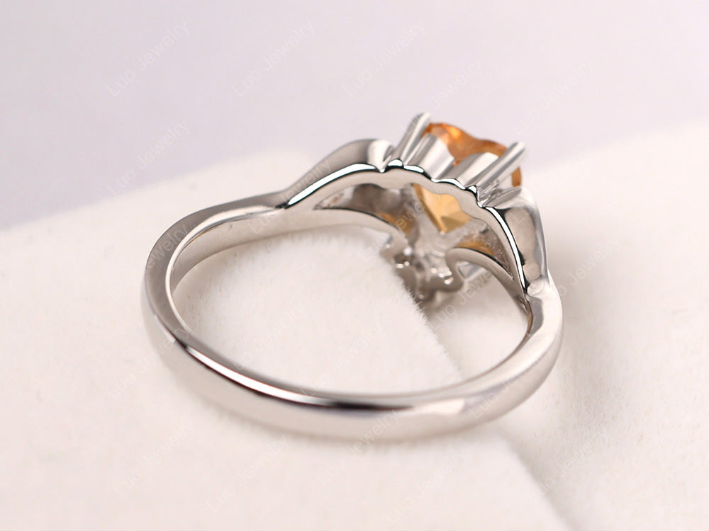 Vintage Heart Shaped Citrine Engagement Ring - LUO Jewelry