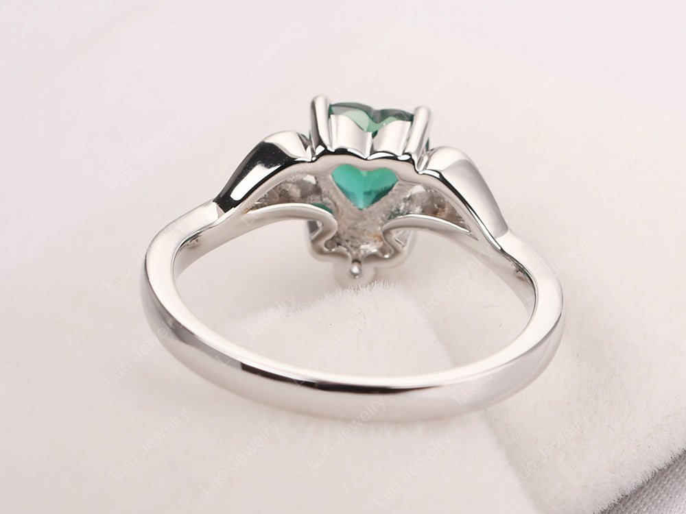 Vintage Heart Shaped Emerald Engagement Ring - LUO Jewelry
