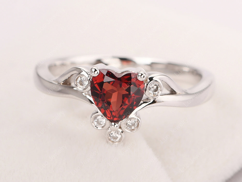 Vintage Heart Shaped Garnet Engagement Ring - LUO Jewelry