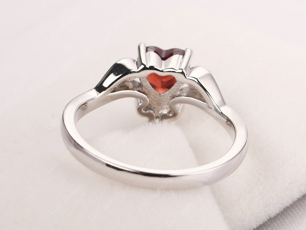 Vintage Heart Shaped Garnet Engagement Ring - LUO Jewelry