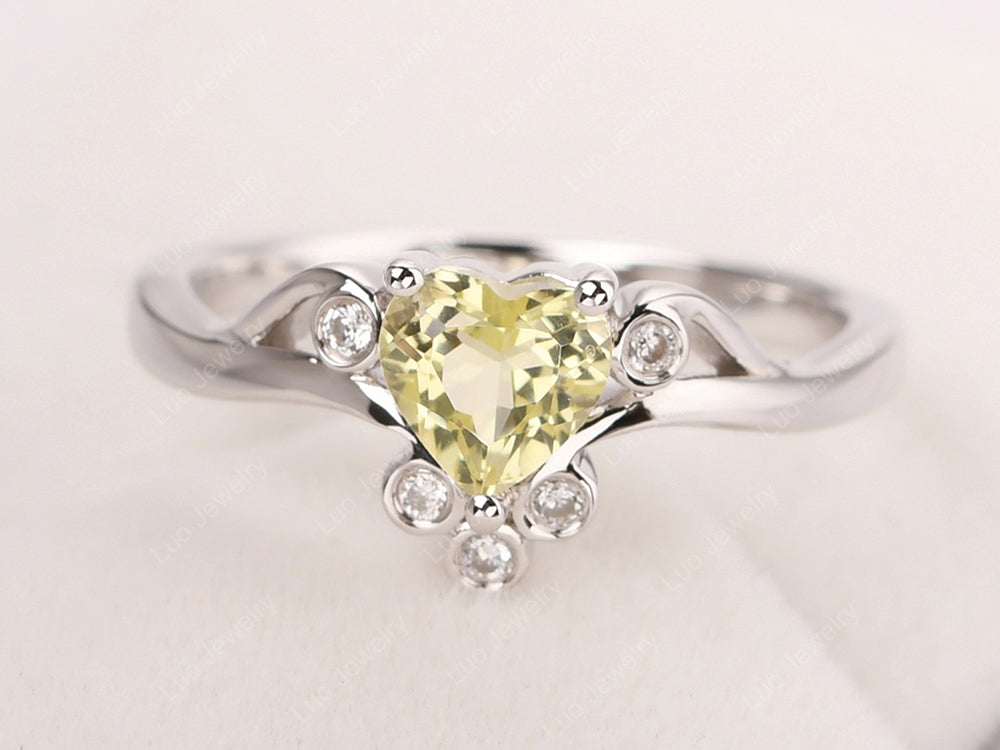 Vintage Heart Shaped Lemon Quartz Engagement Ring - LUO Jewelry