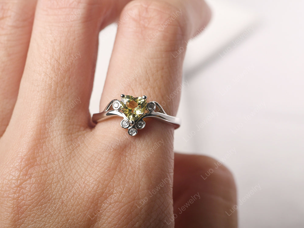 Vintage Heart Shaped Lemon Quartz Engagement Ring - LUO Jewelry