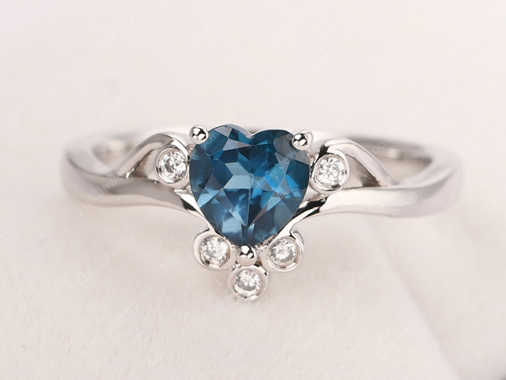London Blue Topaz Heart Shaped Promise Ring - LUO Jewelry