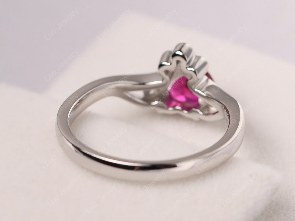 Ruby Heart Shaped Promise Ring - LUO Jewelry