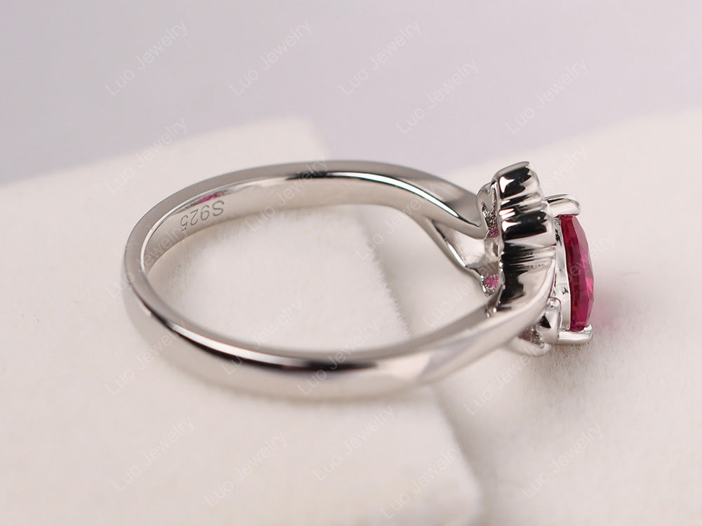 Ruby Heart Shaped Promise Ring - LUO Jewelry