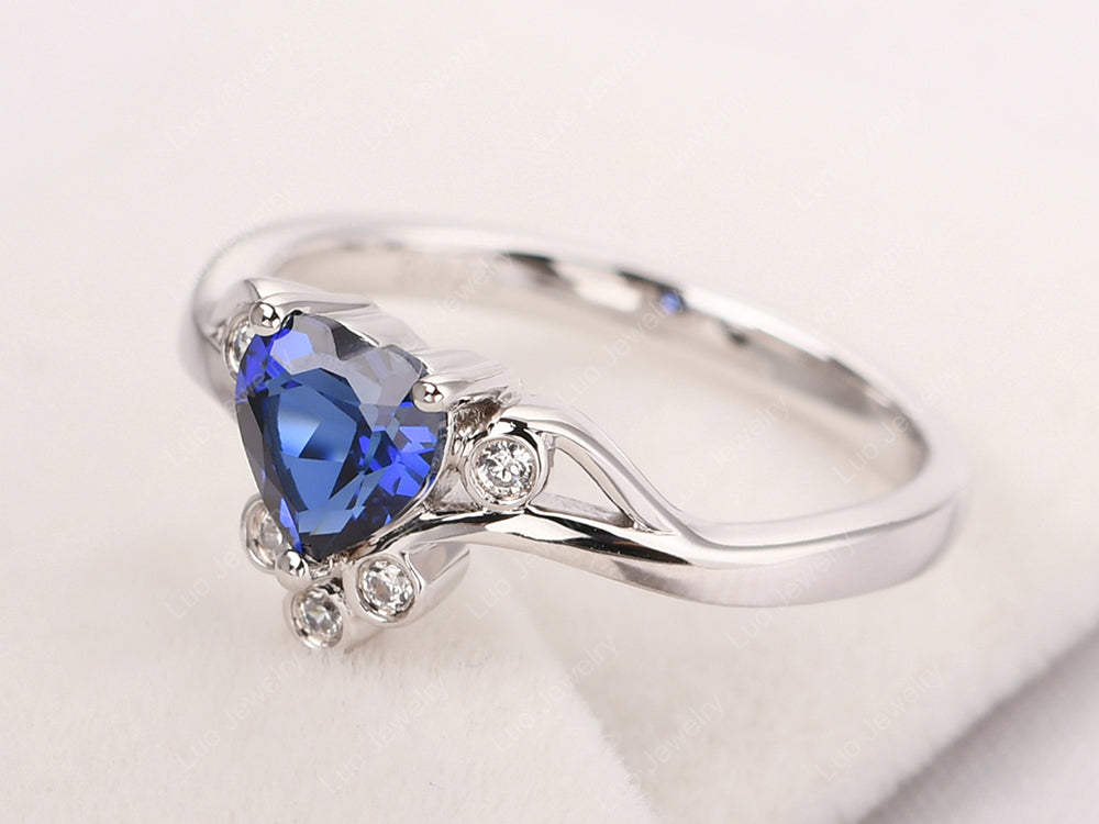 Vintage Heart Shaped Sapphire Engagement Ring - LUO Jewelry