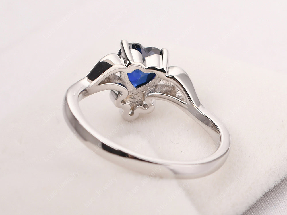 Vintage Heart Shaped Sapphire Engagement Ring - LUO Jewelry