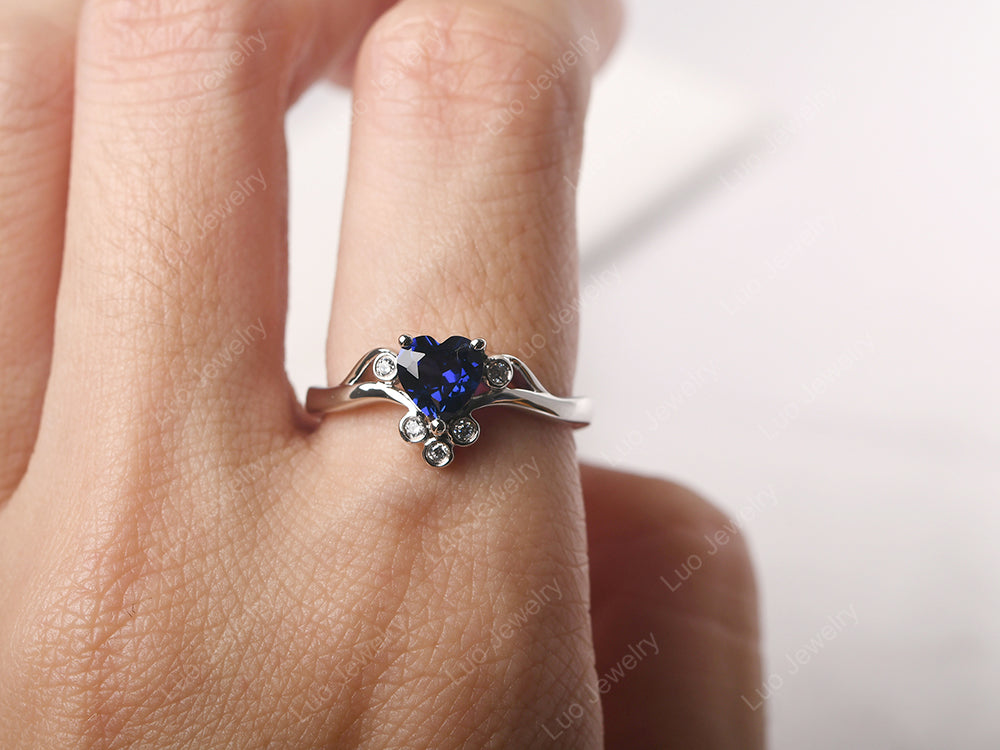 Vintage Heart Shaped Sapphire Engagement Ring - LUO Jewelry