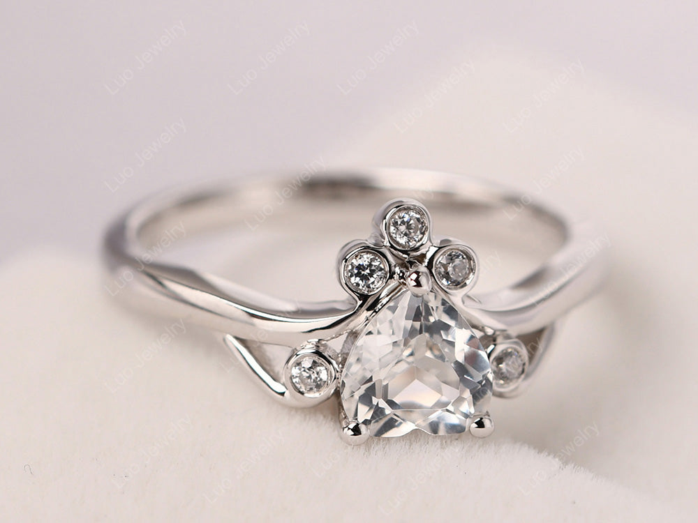 Vintage Heart Shaped White Topaz Engagement Ring - LUO Jewelry