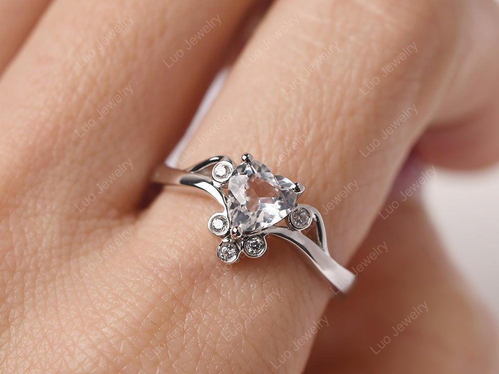 Vintage Heart Shaped White Topaz Engagement Ring - LUO Jewelry