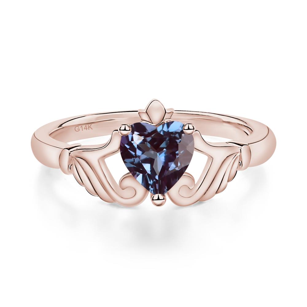 Heart Shaped Alexandrite Claddagh Ring - LUO Jewelry #metal_14k rose gold