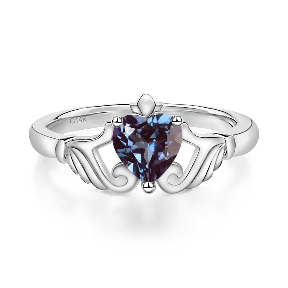 Heart Shaped Alexandrite Claddagh Ring - LUO Jewelry #metal_14k white gold