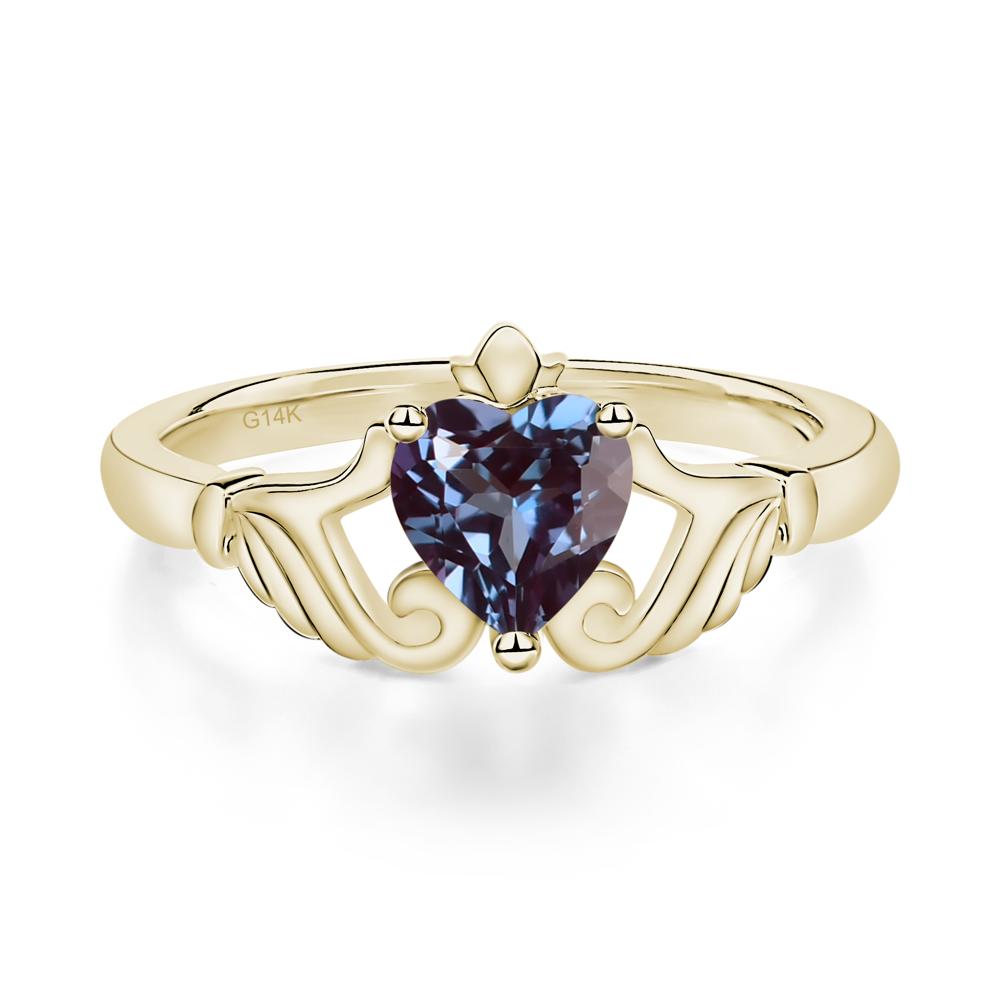 Heart Shaped Alexandrite Claddagh Ring - LUO Jewelry #metal_14k yellow gold