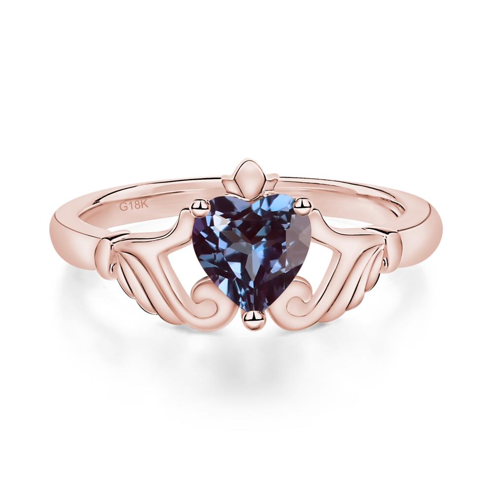 Heart Shaped Alexandrite Claddagh Ring - LUO Jewelry #metal_18k rose gold