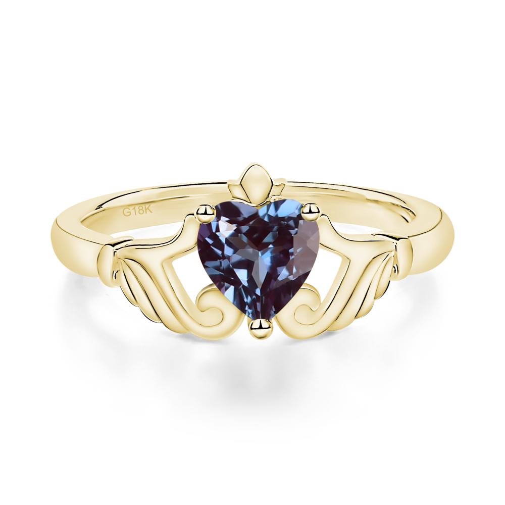 Heart Shaped Alexandrite Claddagh Ring - LUO Jewelry #metal_18k yellow gold