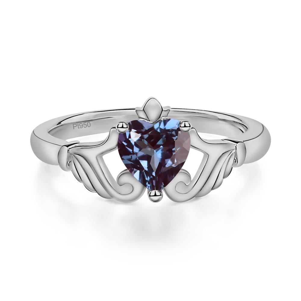 Heart Shaped Alexandrite Claddagh Ring - LUO Jewelry #metal_platinum