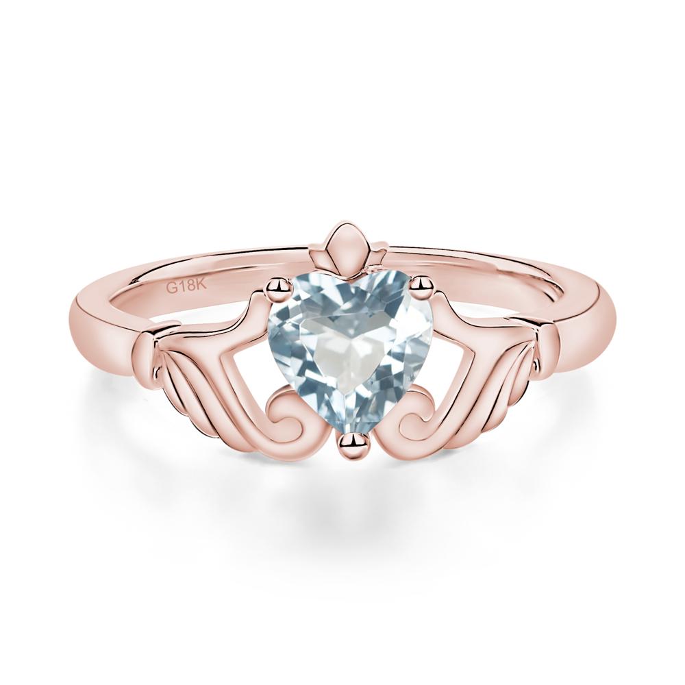 Heart Shaped Aquamarine Claddagh Ring - LUO Jewelry #metal_18k rose gold