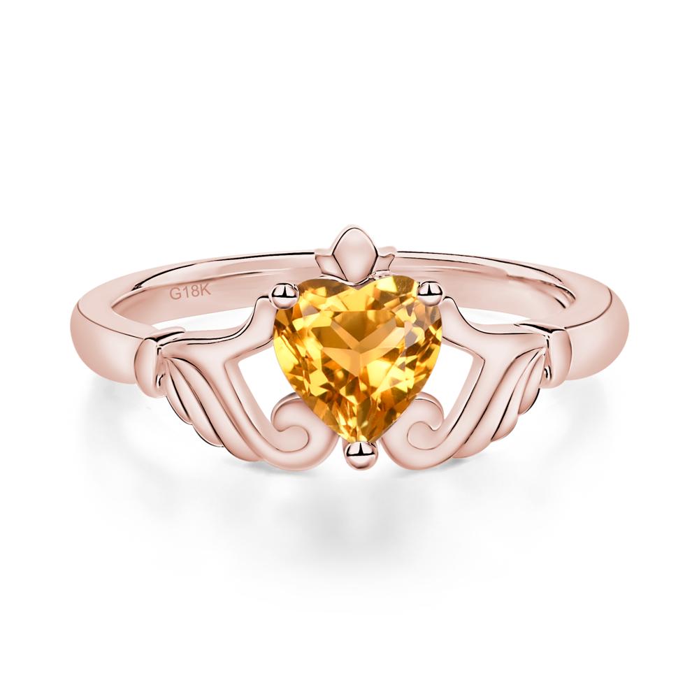 Heart Shaped Citrine Claddagh Ring - LUO Jewelry #metal_18k rose gold