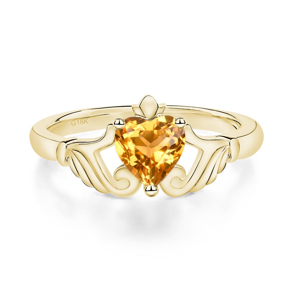 Heart Shaped Citrine Claddagh Ring - LUO Jewelry #metal_18k yellow gold