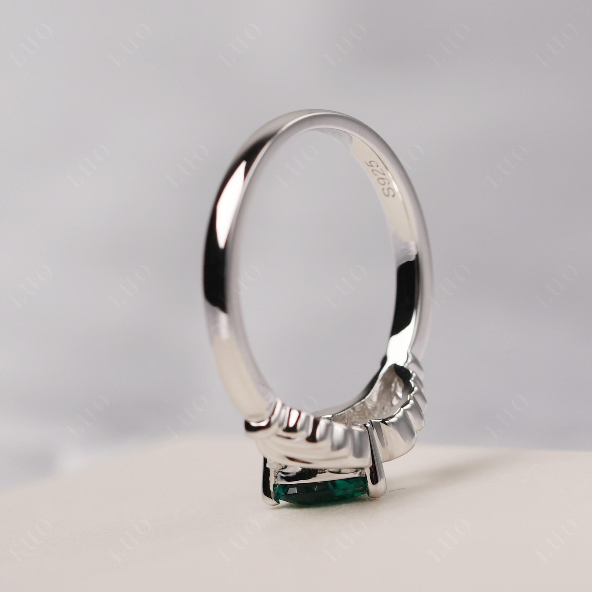 Heart Shaped Emerald Claddagh Ring - LUO Jewelry