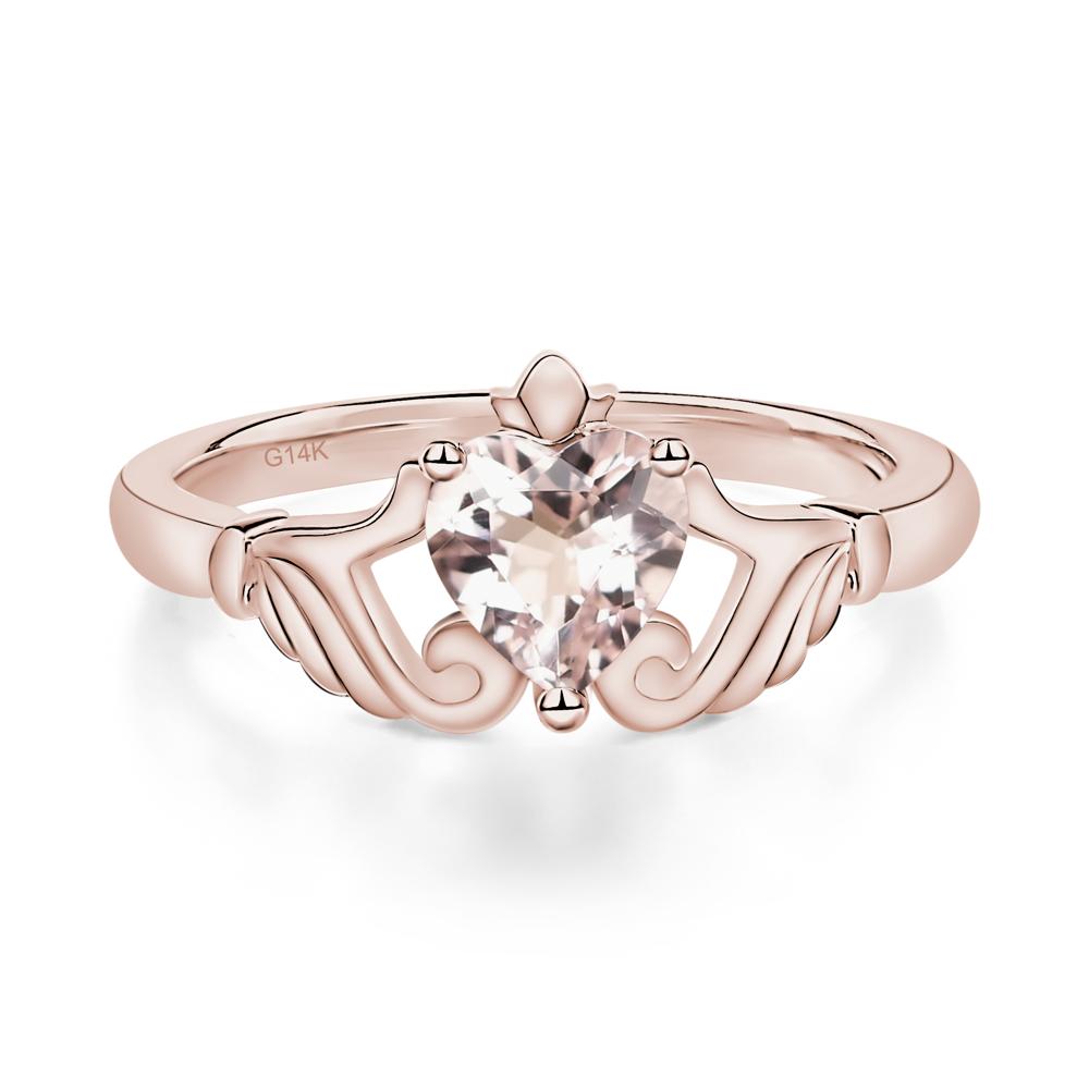 Heart Shaped Morganite Claddagh Ring - LUO Jewelry #metal_14k rose gold