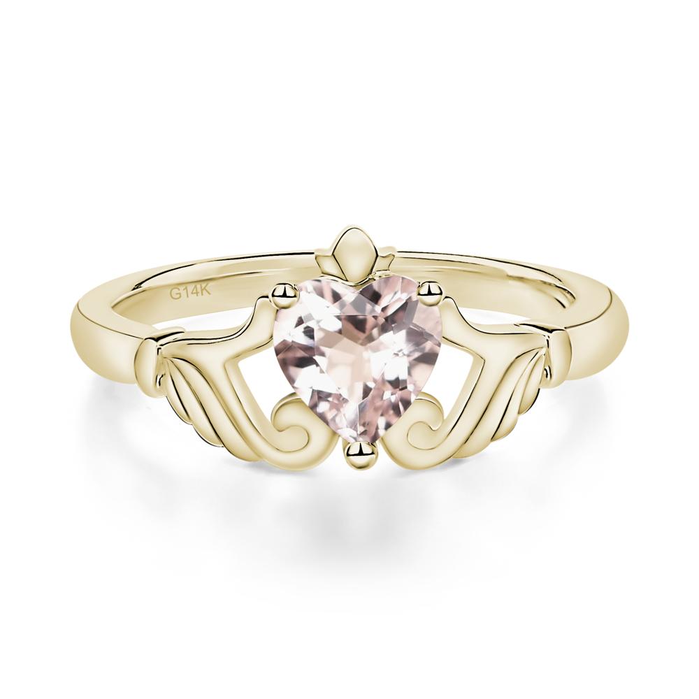 Heart Shaped Morganite Claddagh Ring - LUO Jewelry #metal_14k yellow gold