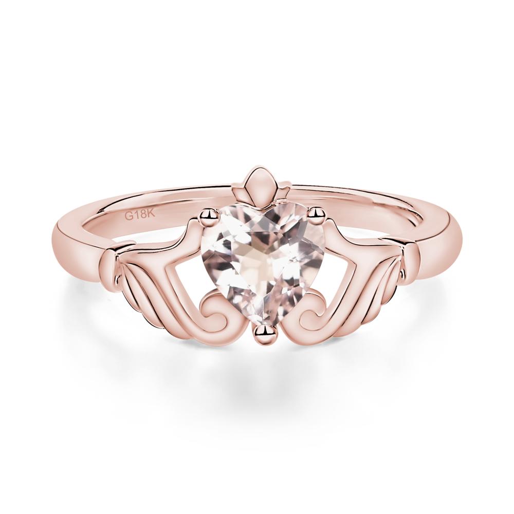 Heart Shaped Morganite Claddagh Ring - LUO Jewelry #metal_18k rose gold