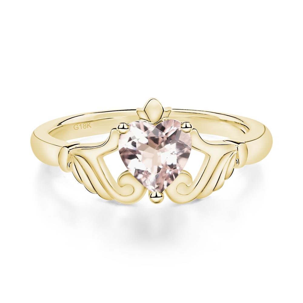 Heart Shaped Morganite Claddagh Ring - LUO Jewelry #metal_18k yellow gold