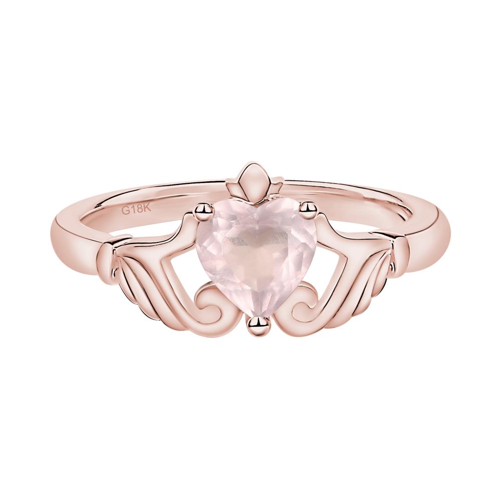 Heart Shaped Rose Quartz Claddagh Ring - LUO Jewelry #metal_18k rose gold