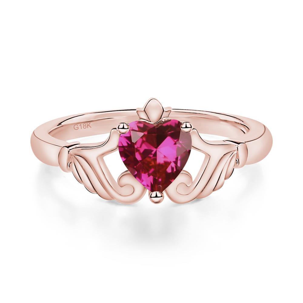 Heart Shaped Ruby Claddagh Ring - LUO Jewelry #metal_18k rose gold