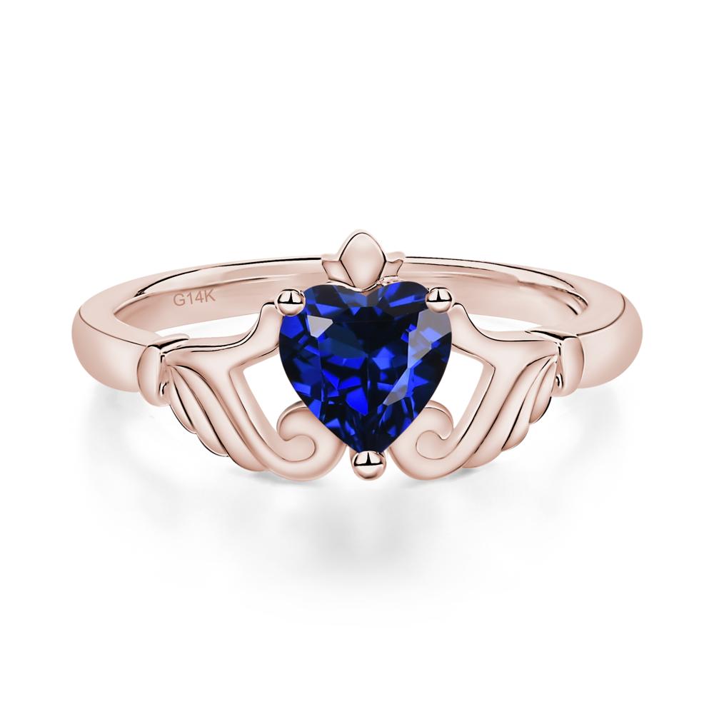 Heart Shaped Sapphire Claddagh Ring - LUO Jewelry #metal_14k rose gold