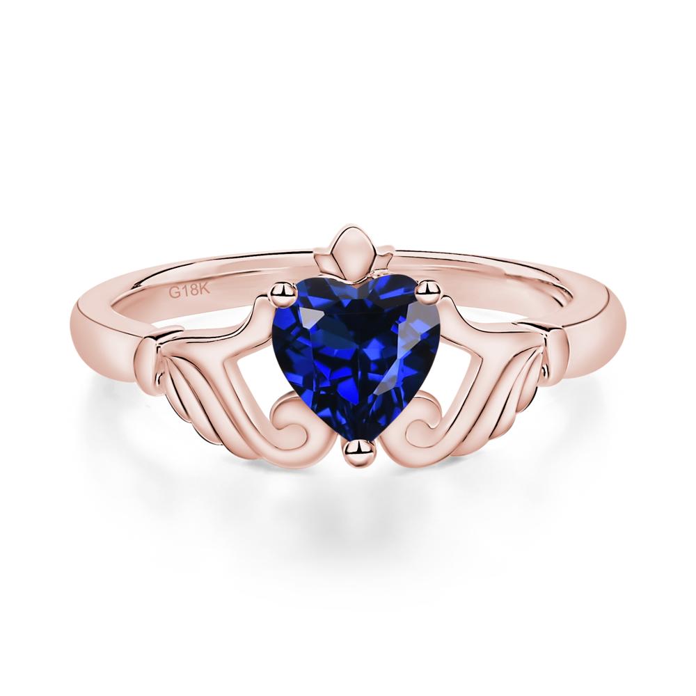 Heart Shaped Sapphire Claddagh Ring - LUO Jewelry #metal_18k rose gold