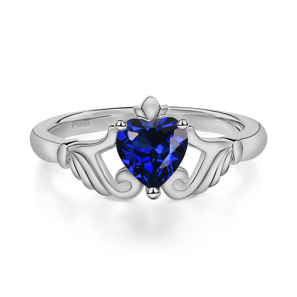 Heart Shaped Sapphire Claddagh Ring - LUO Jewelry #metal_platinum