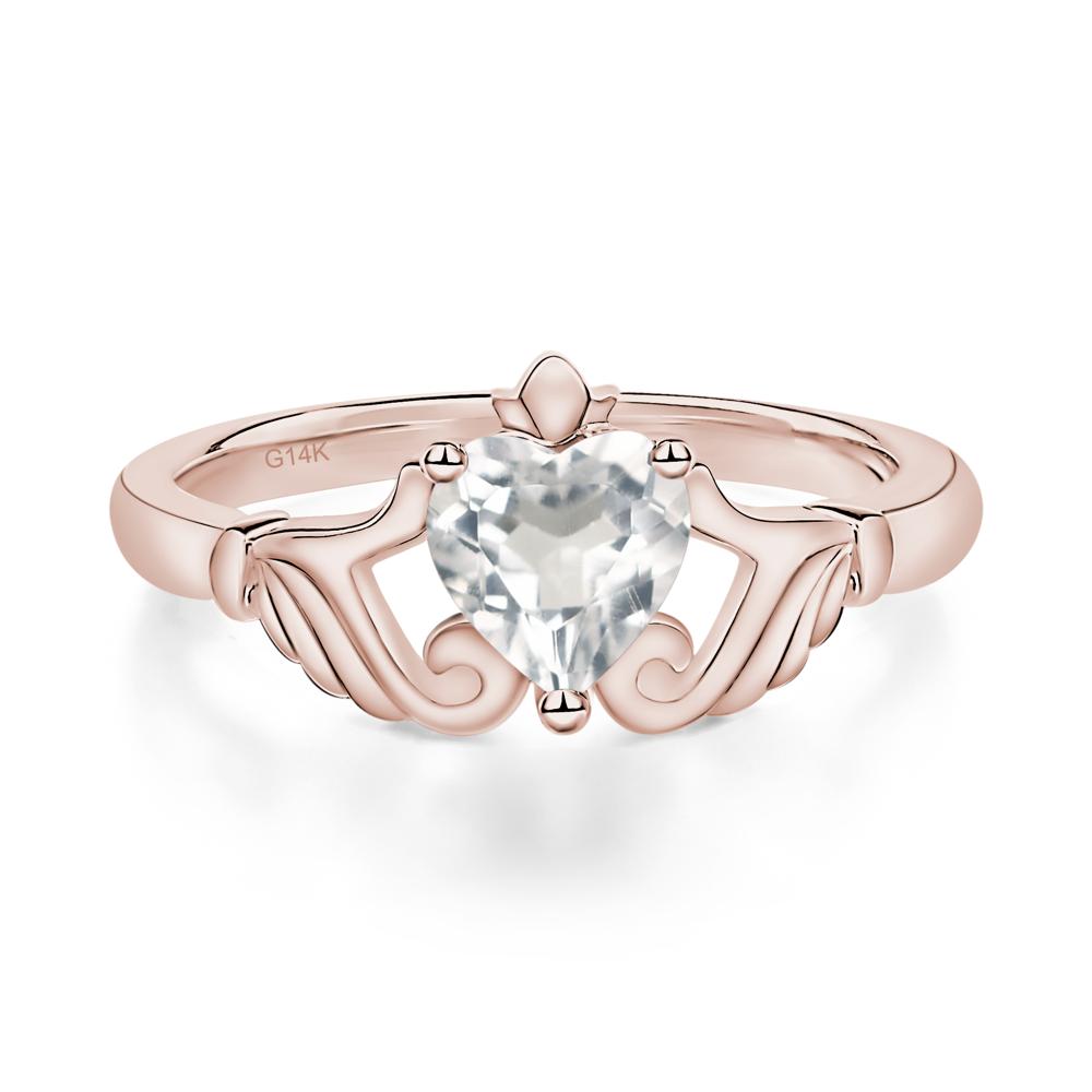 Heart Shaped White Topaz Claddagh Ring - LUO Jewelry #metal_14k rose gold