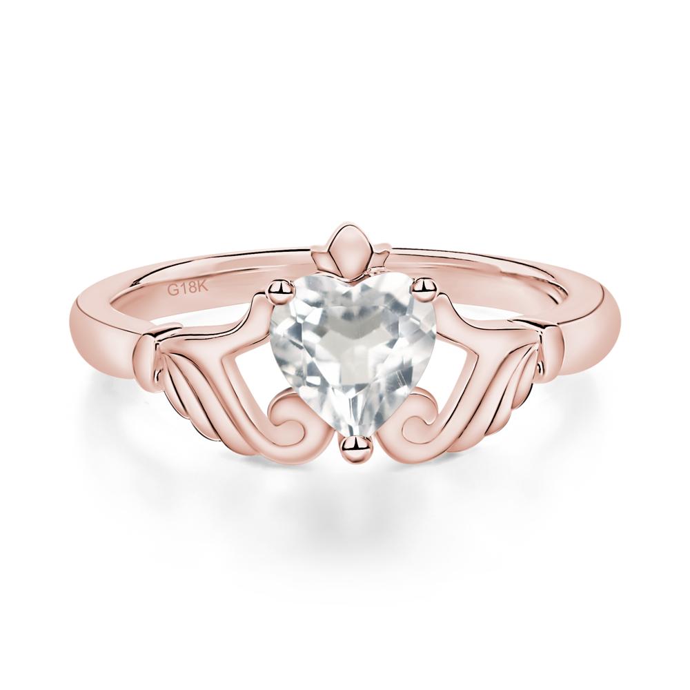 Heart Shaped White Topaz Claddagh Ring - LUO Jewelry #metal_18k rose gold