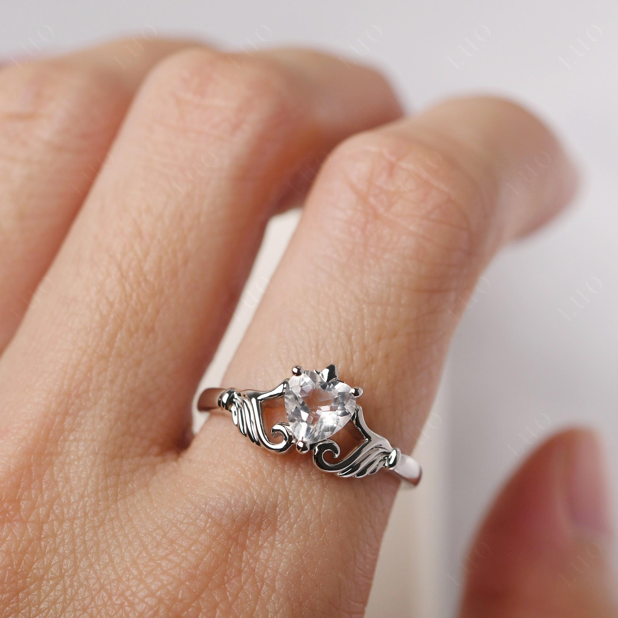 Heart Shaped White Topaz Claddagh Ring - LUO Jewelry