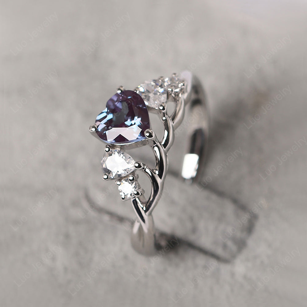 Heart Shaped Alexandrite Cluster Ring - LUO Jewelry