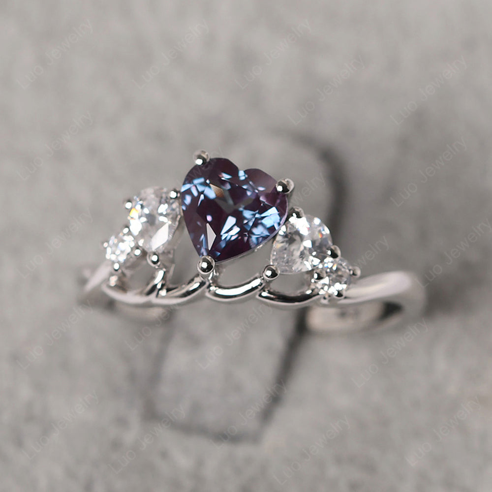 Heart Shaped Alexandrite Cluster Ring - LUO Jewelry