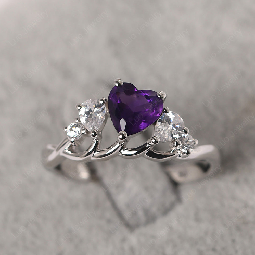 Heart Shaped Amethyst Cluster Ring - LUO Jewelry