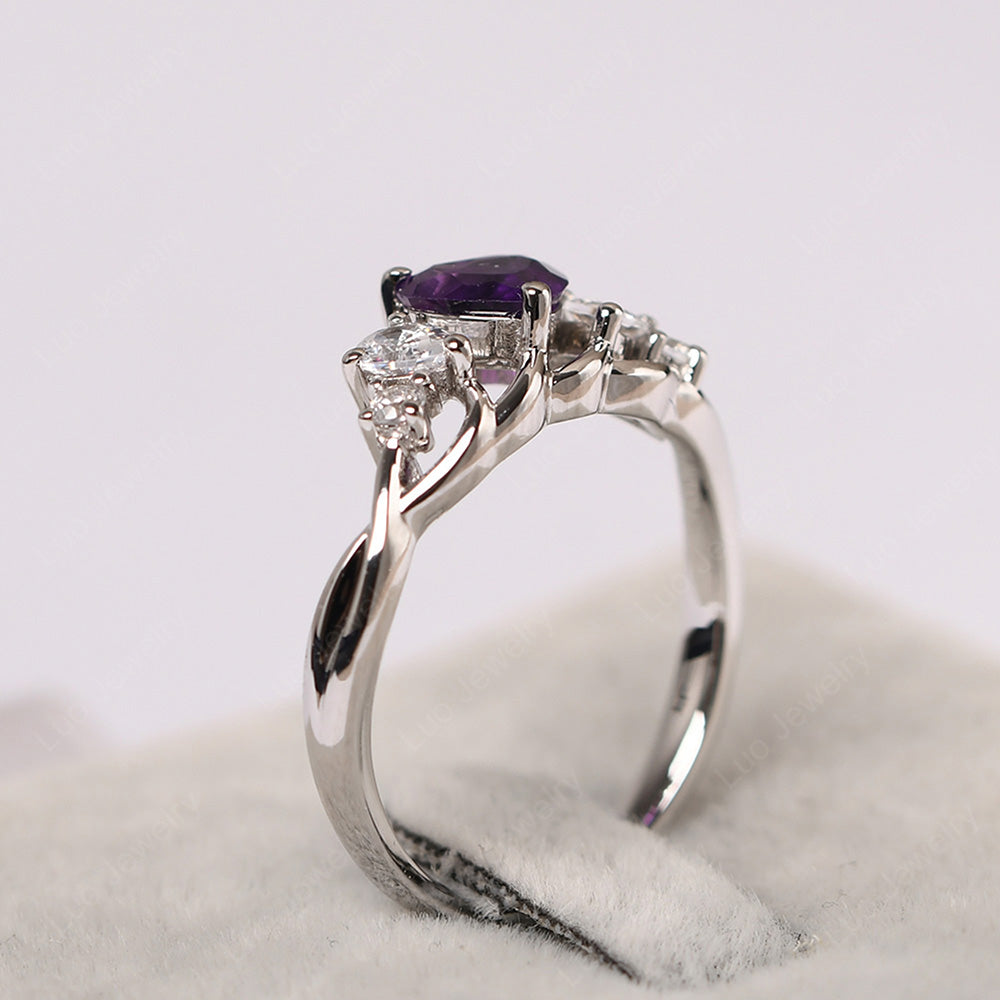 Heart Shaped Amethyst Cluster Ring - LUO Jewelry