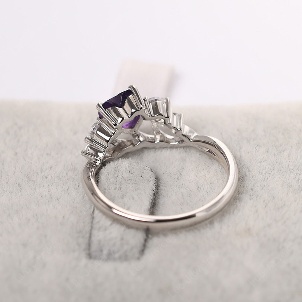 Heart Shaped Amethyst Cluster Ring - LUO Jewelry