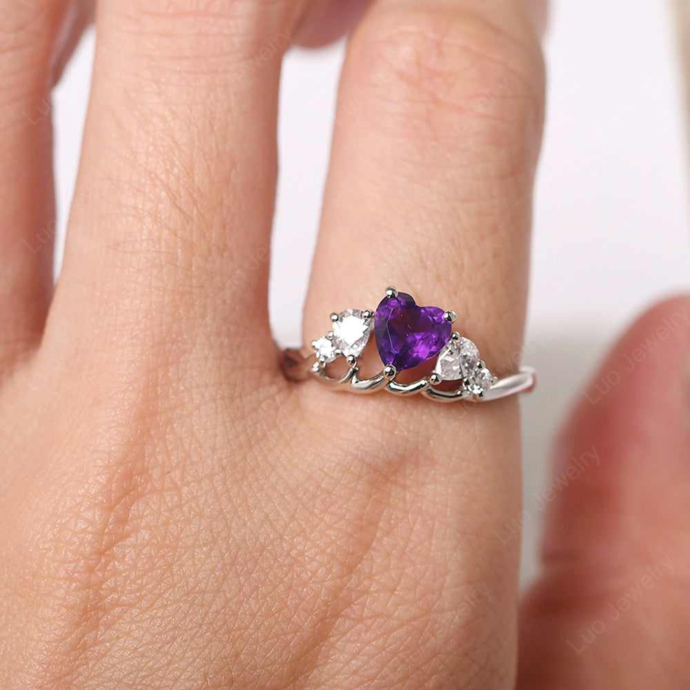 Heart Shaped Amethyst Cluster Ring - LUO Jewelry