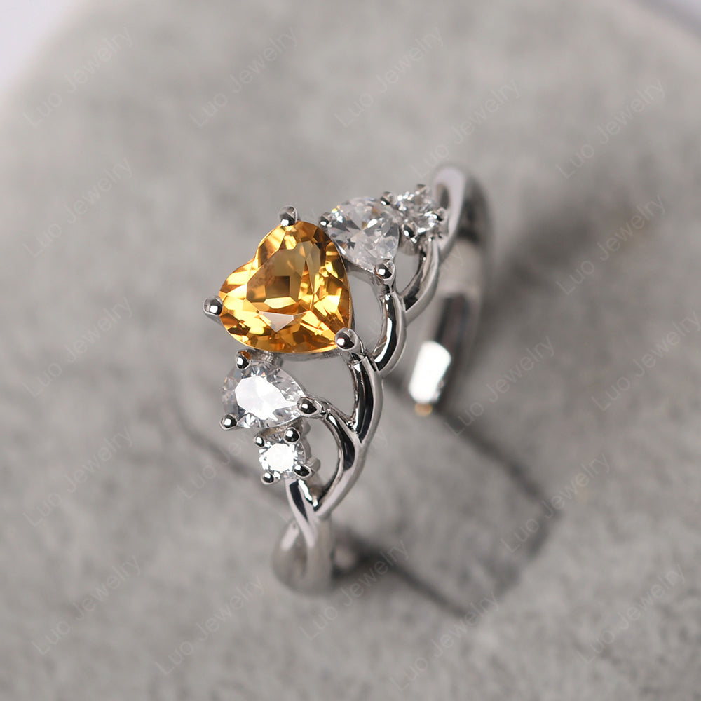 Heart Shaped Citrine Cluster Ring - LUO Jewelry