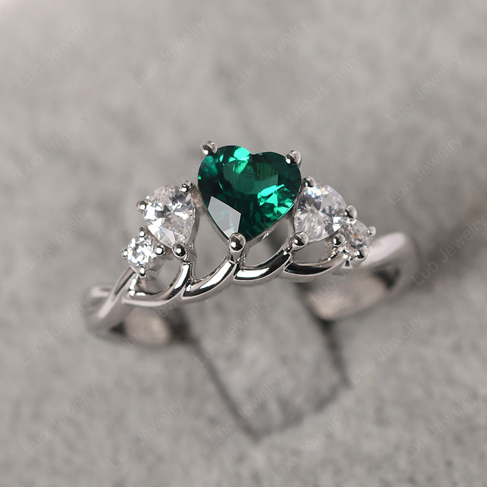 Heart Shaped Emerald Cluster Ring - LUO Jewelry