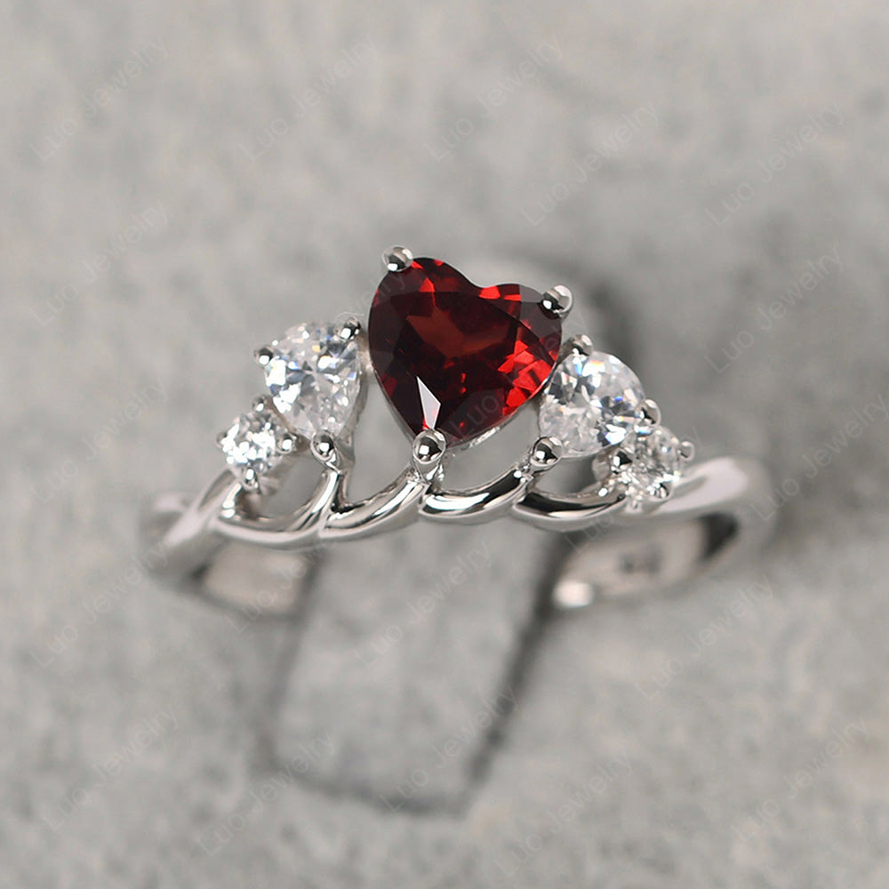 Heart Shaped Garnet Cluster Ring - LUO Jewelry