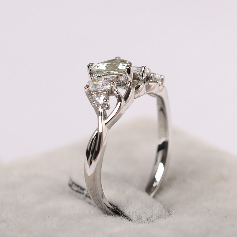 Heart Shaped Green Amethyst Cluster Ring - LUO Jewelry