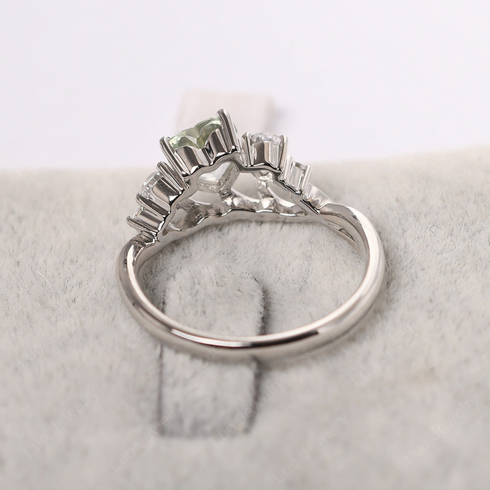 Heart Shaped Green Amethyst Cluster Ring - LUO Jewelry